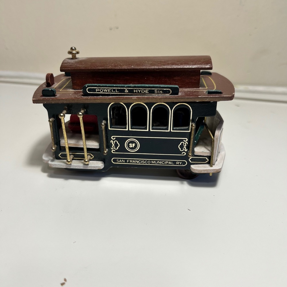 GATCO San Francisco Cable Car Music Box Powell & Hyde Green Brown Wood No. 25 - Picture 3 of 12